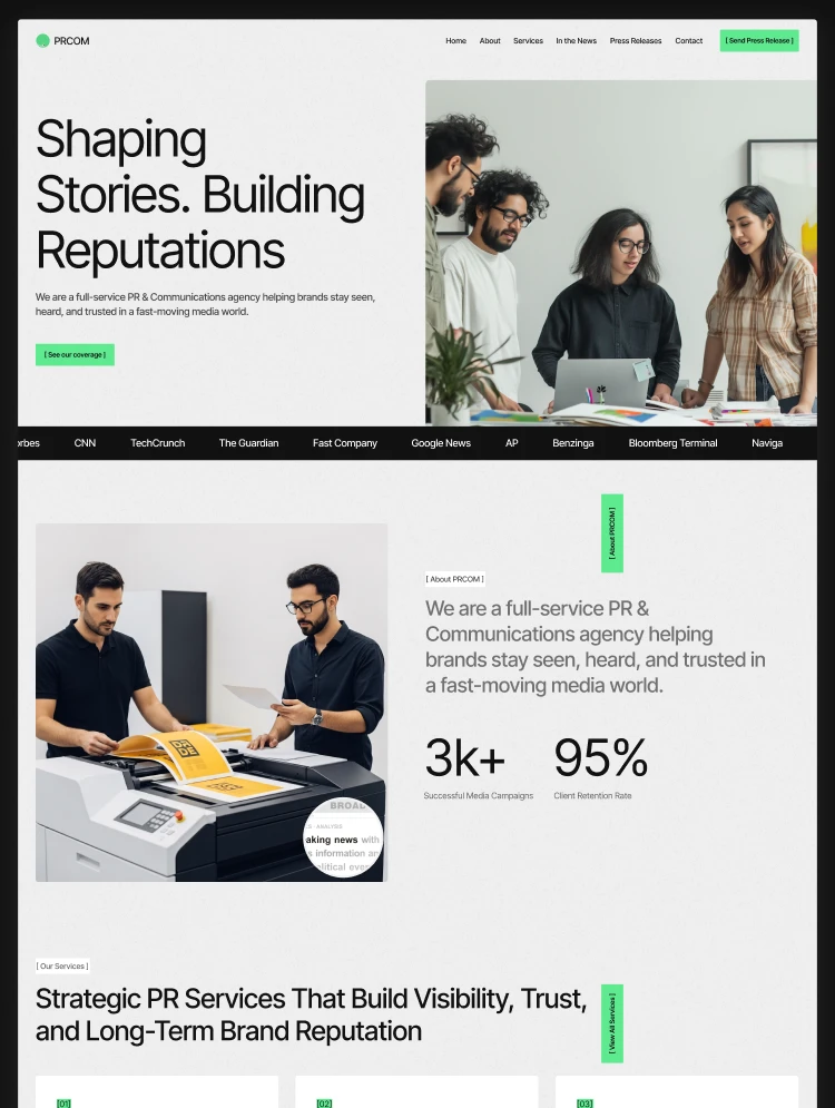 Webflow PR & Communication website template