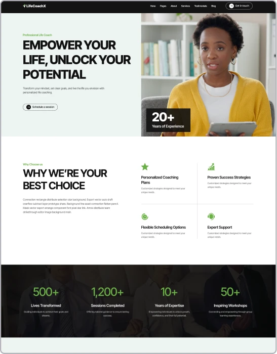 lifecoachx webflow template