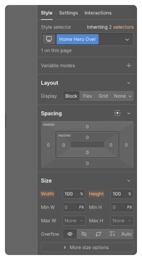 webflow layout element