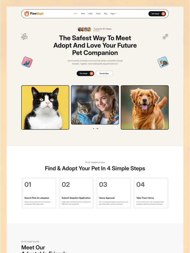 Pawdopt – Webflow Pet Adoption Website Template