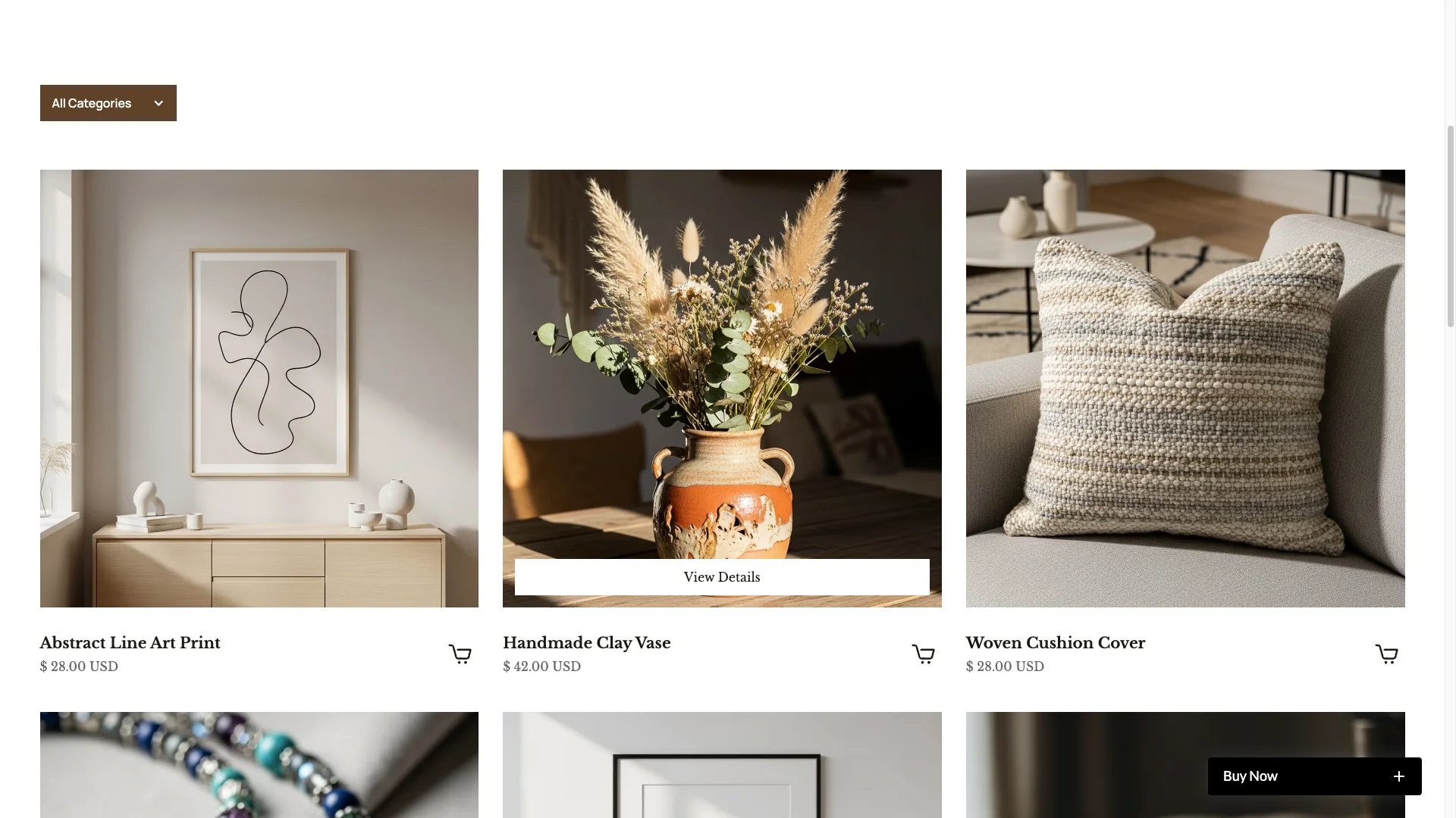 Ecommerce Included - TNCFlow Abstract line art print framed on a light wall above a wooden sideboard with small sculptural objects on display.