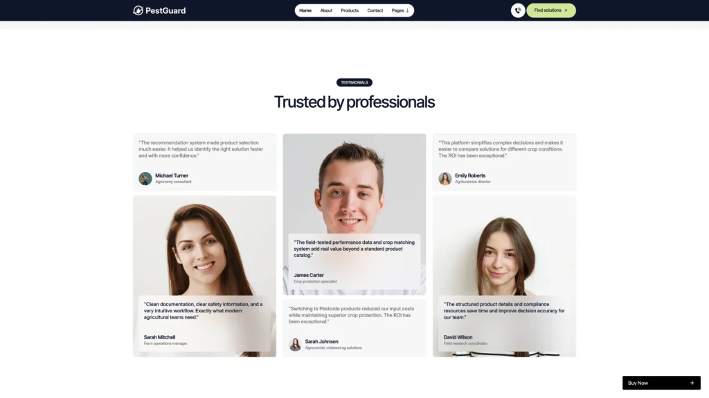 Trusted Customer Testimonials - TNCFlow Testimonials section title 'Trusted by professionals' with a three-column grid of quote cards and portraits below it.