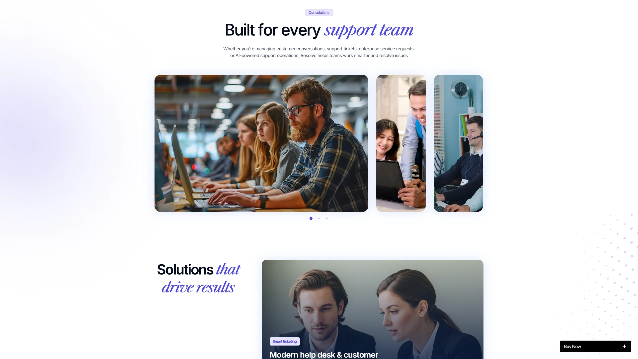 Live Status Mockup Section - TNCFlow Group of coworkers collaborating on laptops in a bright open office, part of a hero about support teams (carousel visuals)