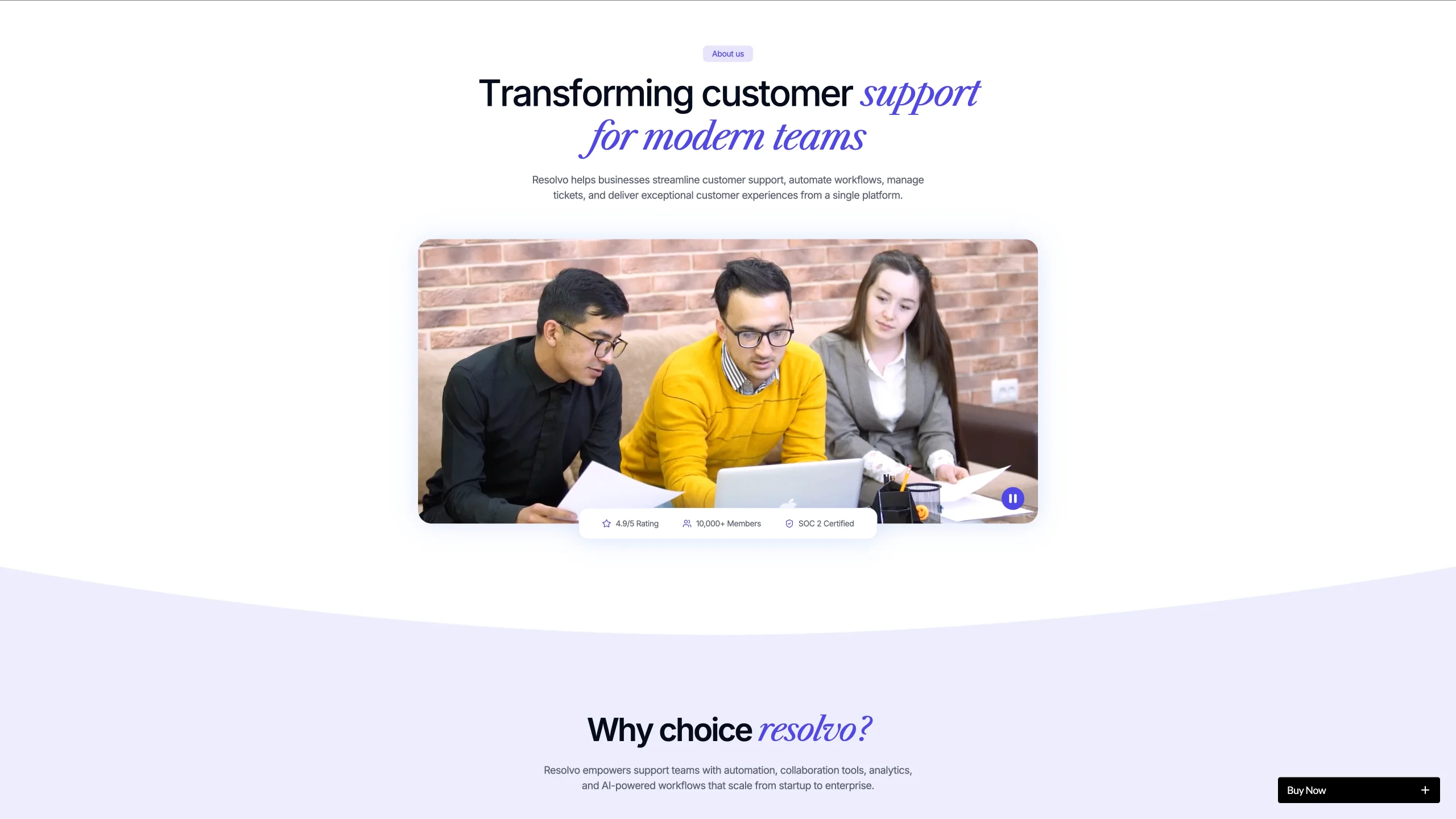 Ticket Workflow Visualization - TNCFlow Team of three colleagues collaborating around a laptop in a modern office, illustrating a platform to transform customer support for modern teams