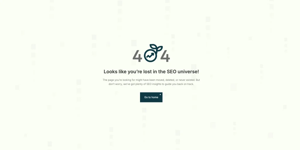 algorise_utility_pages - TNCFlow 404 page showing'Looks like you’re lost in the SEO universe!' with a dark teal 'Go to home' button beneath the message.