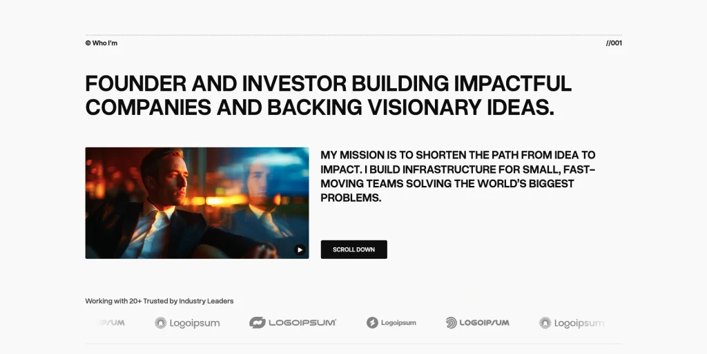 founder_focused_homepage - TNCFlow Bold hero: founder and investor building impactful companies; left shows a man in a suit in a car with city lights, right shows the mission text.