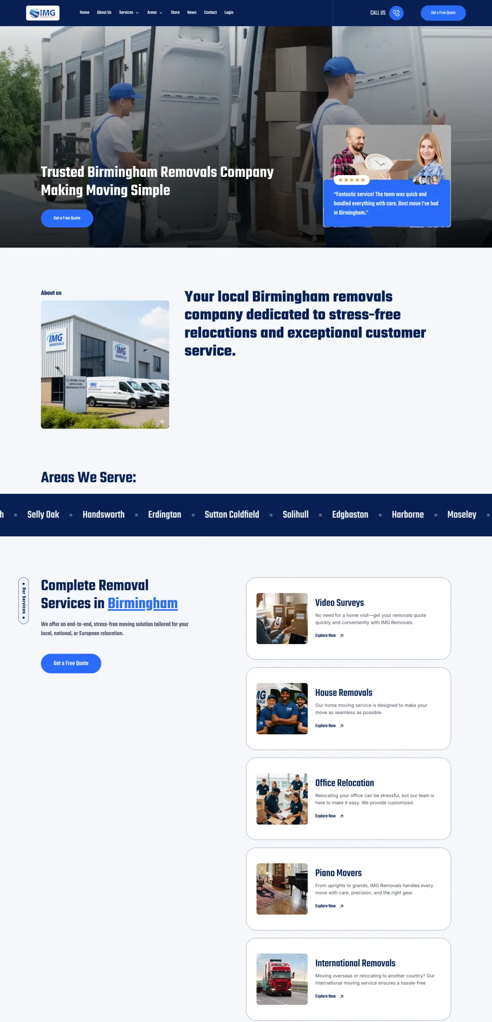 IMG Removals Birmingham location page