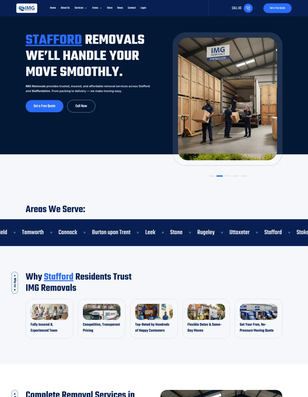 IMG Removals Stafford location page