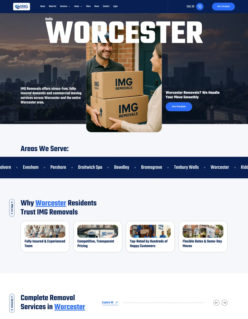 IMG Removals Worcester location page